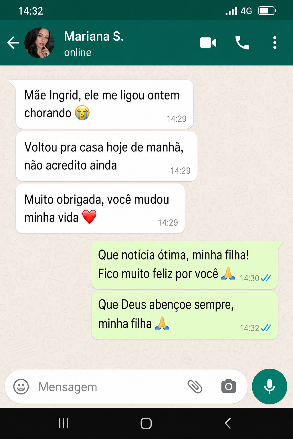 Depoimento de Mariana S. no WhatsApp